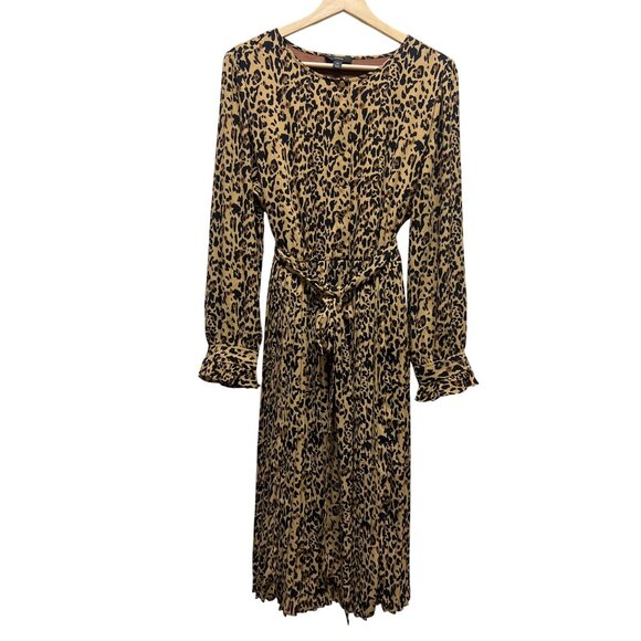 J. Crew Leopard Print Pleated Midi Blouse Dress - Picture 5 of 10